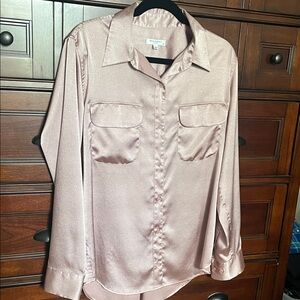 Shimmering Pink Button Down Blouse
